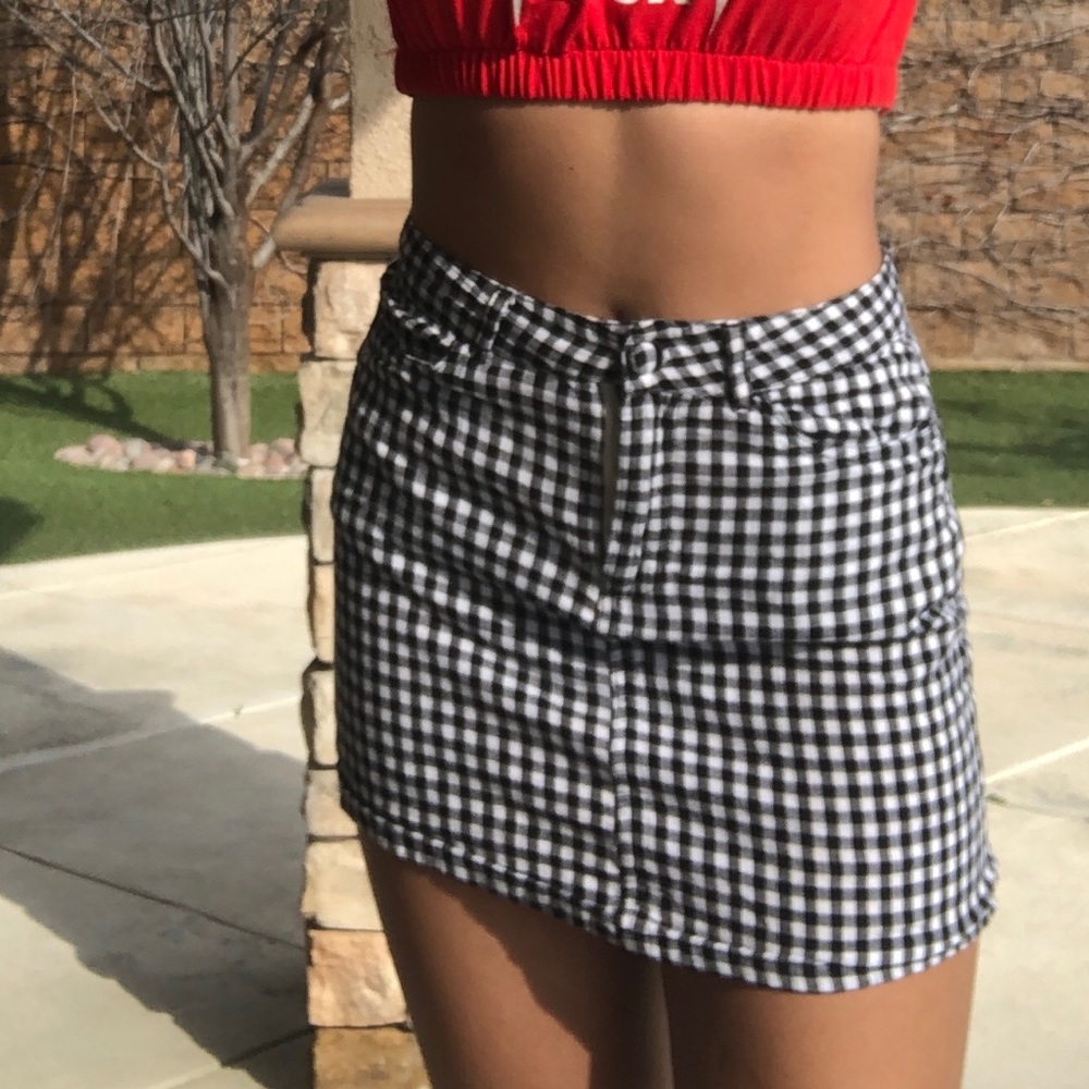 Checkered Mini skirt 
Cotton Material